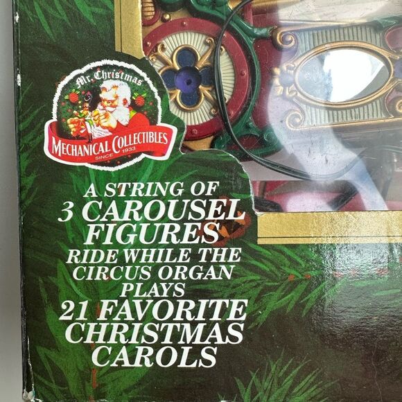 1990s Vintage Mr. Christmas 3-Horse Carousel & Circus Organ Plays 21 Songs Works - Picture 6 of 10